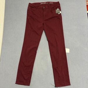 Eddie Bauer Elysian Slim Leg Twill Pants Slightly Curvy Burgundy Red Womens T18